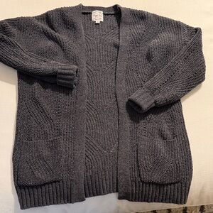 Hippie Rose Charcoal Knit Open Cardigan
